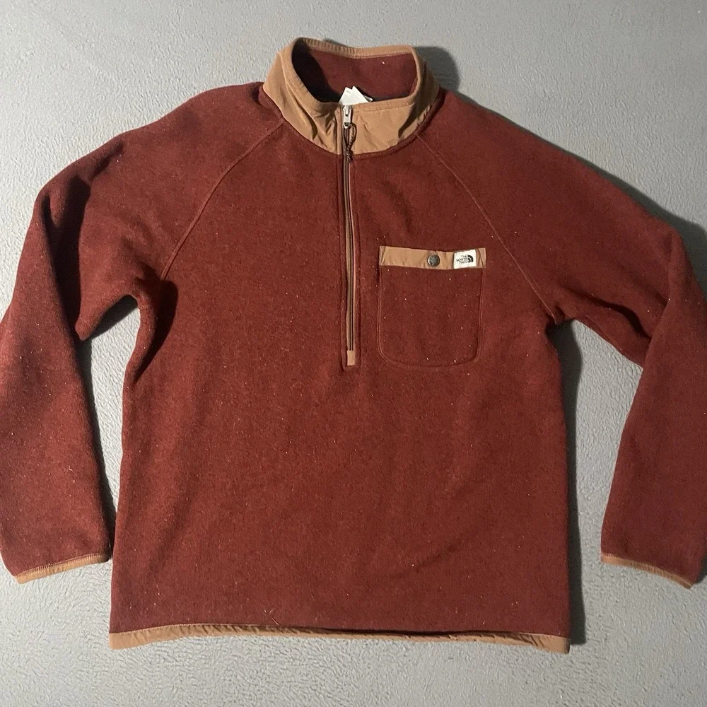 Mens The North Face Gordon Lyons 1/4 Zip Pullover Fleece Sweater Jacket Red Lg